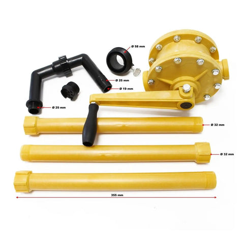 Hand Crank Manual Oil Pump Self Priming Drum Extractor For Diesel Gasoline Corrosion Resistant One Hand Operation parts layout