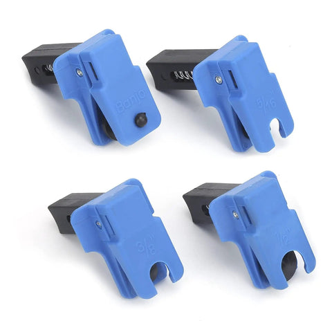 Four Pack ABS Oil Pipe Clamps For Car Repair And Maintenance, showing multi-size blue and black clips for tight hoses