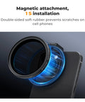 Magnetic installation of Clip On 67mm Variable ND2 32 Magnetic Phone Lens Filter Kit with Magnetic Clip on smartphone