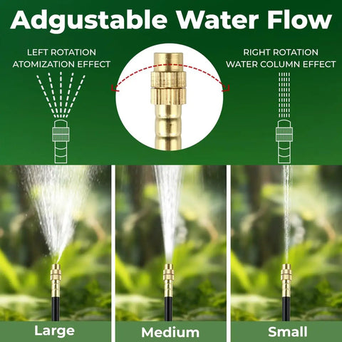 Adjustable water flow sprayers from 130 Ft Drip Irrigation Kit For Garden With 20 Adjustable Sprayers And One Quarter Inch Tubing.