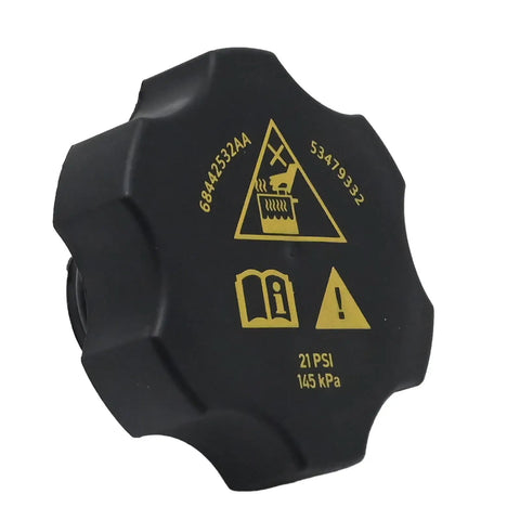 Radiator Coolant Recovery Cap Replacement For Chrysler Dodge Jeep Ram EcoDiesel Fits 2014 To 2021 Models, black plastic cap
