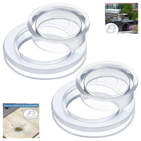 Durable PVC Patio Table Umbrella Hole Ring Plug For Outdoor Dining Tables, 6.1cm Tall And 4.2cm Inner Diameter, transparent set