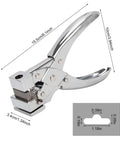 Heavy Duty T Slot Hole Punch Handheld Tool For ID Cards Plastic Cardstock Cardboard And PVC with dimensions and zinc alloy construction