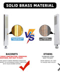 Comparison of Solid Brass Handheld Shower Head With Arc Design High Pressure Chrome Finish against stainless steel model.
