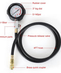 QUNNIE oil pressure tester kit with 3-inch dial gauge, 0–140 psi, aluminum body, 4 ft hose, brass quick coupler