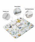 Pastoral Daisy And Butterfly Dish Drying Mat For Kitchen White Wood Grain Absorbent Counter Pad Soft Polyester For Dishes Utensils