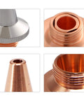 Close-up of 10 Pcs 3D Laser Nozzles M8 Thread Brass 15 mm Diameter 19 mm Height Caliber 1.0 To 3.0 For Raytools BT240S BM109