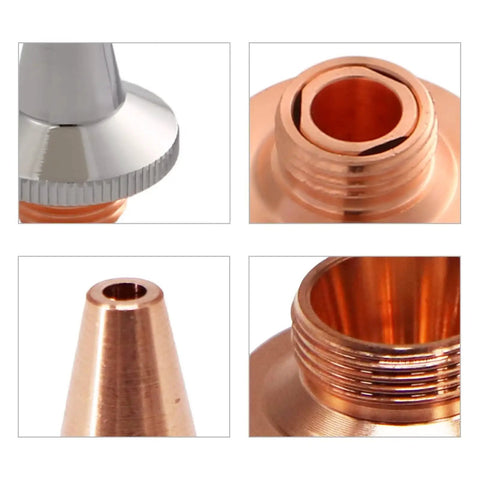 Close-up of 10 Pcs 3D Laser Nozzles M8 Thread Brass 15 mm Diameter 19 mm Height Caliber 1.0 To 3.0 For Raytools BT240S BM109