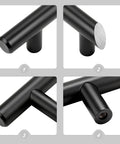 Close-up views of 3.5 Inch Matte Black Stainless Steel Cabinet Handles 20 Pack Built To Last Tough As Nails Cabinet Pulls Knobs