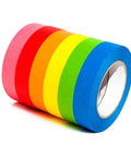 Six Pack Colored Masking Tape 0.94 Inch Wide By 60 Yards Each, Vibrant Rainbow Craft Tape for Arts and Crafts, Lab Labeling