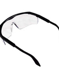 Clear UV Protective Safety Glasses With Side Shields for yard work and gardening, overhead view of scratch-resistant polycarbonate lenses.