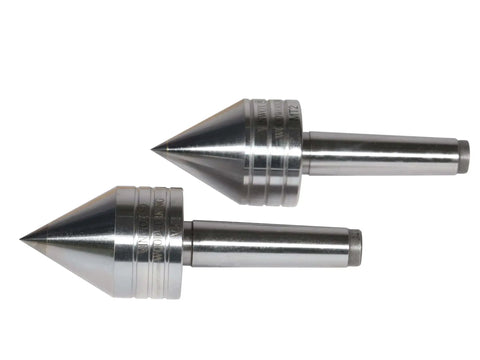 Two carbide tipped wood lathe live centers with 2MT Morse taper shank and 8mm carbide tip 60 degree point heavy duty steel for lathes.