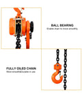 Lever Chain Hoist 0.75 Ton, 1650 Lbs Capacity, 10 Ft Chain, Manual Come Along Ratchet Puller, close-up of ball bearing and hook