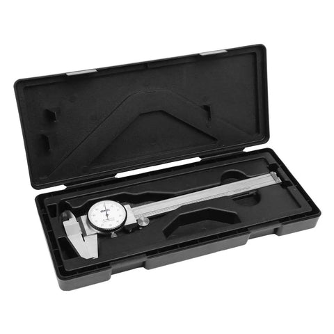 Pro Grade Stainless Steel Dial Caliper 6 Inch Measuring Micrometer With Lockable Head in protective case