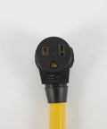 Built Tough Nema 14 50P To 6 50R Welder Adapter Connector For Dryer EV RV Charging 240V 50A heavy-duty plug with yellow wire.