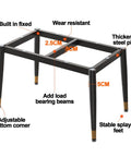 Heavy Duty Iron Furniture Legs Built Like A Tank For Heavy Tables And Benches Industrial Rustic Wrought Steel Tube Base With Durable Baked Finish showing adjustable bottom corner and stable splayed feet.