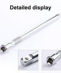 Five Piece Quarter Inch Drive Extension Bar Set With Four Extensions 2 Inch 3 Inch 4 Inch 6 Inch Plus Universal Joint Socket Crafted From Chrome Vanadium Steel For Heavy Duty Durable Rust Resistant Performance; detailed view of one extension bar.