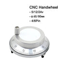 CNC Pulse Generator Handwheel for Precise Manual Pulse Control 24V 4 Pin or 6 Pin 100PPR Rotary Encoder 60mm Dial Silver Finish