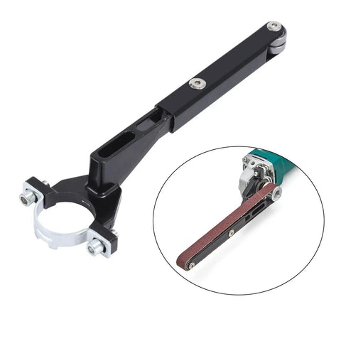 Game Changing Angle Grinder To Belt Sander Adapter Kit With Rugged Pipe And Tube Sanding Brackets For Quick Tabletop Polishing and Dead Simple Smoothing Jobs Around The Home Shop, black aluminum bracket