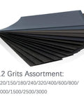 24 Pack Sandpaper Variety Kit With 12 Grits From 120 To 3000 For Wood And Metal Sanding, Wet Dry Sandpaper Sheets 9 X 3.6 Inches