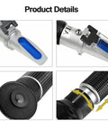 Dual Scale Brix Refractometer With ATC For Specific Gravity And Brix Readings Hydrometer Kit For Wine Making Beer Brewing And Homebrew DIYers For Serious Hobbyists And Pros Alike, chromium body, blue prism cover