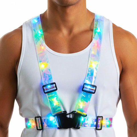 Light Up LED Running Vest With Adjustable Unisex Fit For Men And Women See Through Lightweight Night Run Gear Reflective Sports