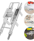Homoyoyo Wire Pulling Tool Junction Box Cable Threading Aid Easy Solo Conduit Installation Electrical Box Wiring Fast Guide Helper For Electricians close-up view with metallic finish and dual adjustable grips.