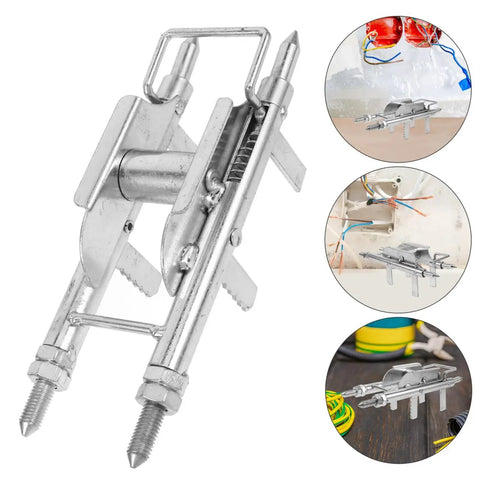 Homoyoyo Wire Pulling Tool Junction Box Cable Threading Aid Easy Solo Conduit Installation Electrical Box Wiring Fast Guide Helper For Electricians close-up view with metallic finish and dual adjustable grips.
