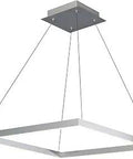 Modern Square LED Chandelier, 20 Inch Silver Finish, Adjustable Suspension Fixture with sleek square frame