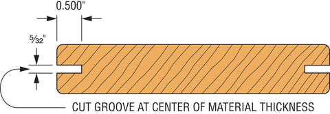 Diagram showing groove placement for EB-TY Premium Hidden Deck Fastening System With Two And One Quarter Inch Type 305.