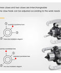 Diagram of installation for Heavy Duty Split Hydraulic Puller Kit 5 10 15 20 30 Ton With Two-Claw And Three-Claw Bearing Pullers