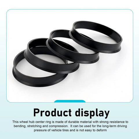 Four Pack Car Hub Centric Rings For Buttery Smooth Rides, 60.1 To 73.1 Mm Wheel Adapter showing durable black rings.