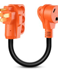Heavy Duty 50 To 30 Amp Rv Power Adapter Cord 18 Inch Dogbone Converter Plug for motorhomes and campground hookups.