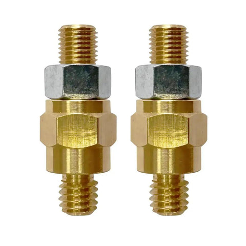 Rock Solid Brass Side Post Battery Terminal Bolt Extender Stud Compatible With Gm Batteries No Hassle Straight Swap For Wire Connections Built Tough Pack Of Two, heavy-duty brass dual thread connectors.