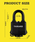 Dimensions for 4 Pack Heavy Duty Weatherproof Padlocks With Keys 40mm Laminated Steel Body And Hardened Shackle Keyed Alike
