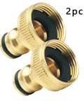 2 pack Brass Three Quarter Inch Garden Hose Quick Connect Male Plug Replacement GHT Threaded Fittings