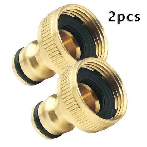 2 pack Brass Three Quarter Inch Garden Hose Quick Connect Male Plug Replacement GHT Threaded Fittings