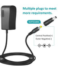 24V 1.5A Power Supply Adapter 100-240V AC To DC 5.5mm x 2.1mm Plug And Play Center Positive shown with multiple plugs