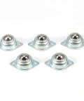 Ball Transfer Bearing Set Built For Heavy Duty Use With Flexible Rolling Steel Balls Zinc Plated For Conveying System And Bin Plate Fitment 5 Pieces Linear Motion Components For Smooth Material Handling, five zinc-plated units