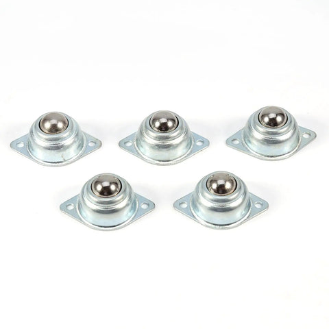 Ball Transfer Bearing Set Built For Heavy Duty Use With Flexible Rolling Steel Balls Zinc Plated For Conveying System And Bin Plate Fitment 5 Pieces Linear Motion Components For Smooth Material Handling, five zinc-plated units