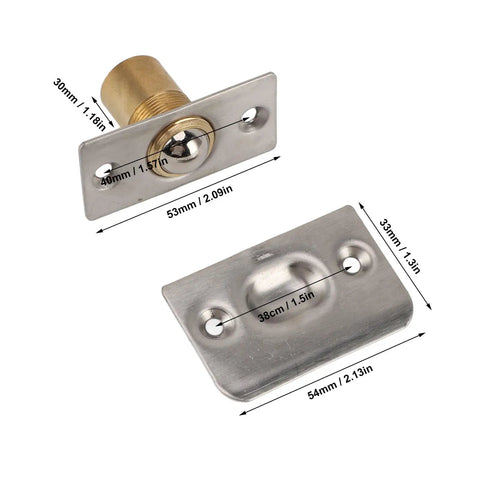 Solid Brass Door Ball Catch Set 4 Pack For Cabinet And Closet Doors With Stainless Steel Finish Built Tough Adjustable Dual Tension Full Lip Strike Hidden Catch With Screws dimensions