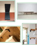 Tough As A Nail Wall Mounted Shelf Brackets Heavy Duty Angle Corner Brackets Two Pack showing installed brackets with wood shelves.