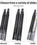 Full Extension Drawer Slides Set 1 Pair Heavy Duty Three Section With Shock Absorption Rebound Buffer For 20 Inch Drawers displayed