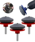 Easy No Fuss Dull Blade Sharpener Kit For Lawn Mowers And Garden Tools, 4 Piece Set with universal power drill attachment