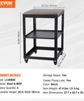 Dang Solid Thickness Planer Stand With Three Gear Height Adjustable Rolling Cart holding up to 100 lbs, black steel and MDF, 27.7x23.7x35.4 in