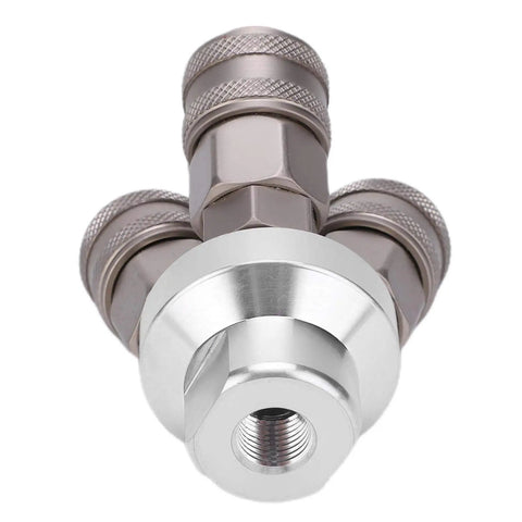 Heavy Duty 3 Way Quick Coupler For Air Tools And Pneumatic Systems With Chrome Plated Finish G One Quarter Inch Thread Carbon Steel Female Quick