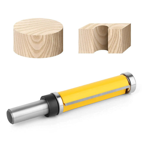 Heavy Duty Flush Trim Router Bit Featuring Dual Precision Bearings 1/2 Inch Shank 2-1/2 Inch C3 Carbide Blade for clean wood trims