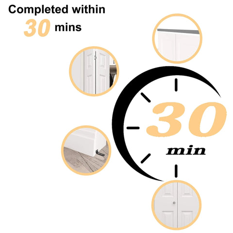 24 Inches By 80 Inches Bifold Barn Door With Hardware Kit, White Primed 6 Panel Hollow Core Interior Closet Door, setup in 30 mins