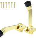 Kickdown Door Stopper 4 Inch Heavy Duty Door Stop 2 Pack With Mounting Screws And Screwdriver, zinc alloy gold finish