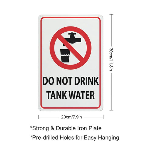 Do Not Drink Tank Water Aluminum Warning Sign 8 By 12 Inches Durable Health Hazard Plaque For Rural Properties Farm Land Countryside Residential Tank Water Supply Zones Pre Drilled, front view